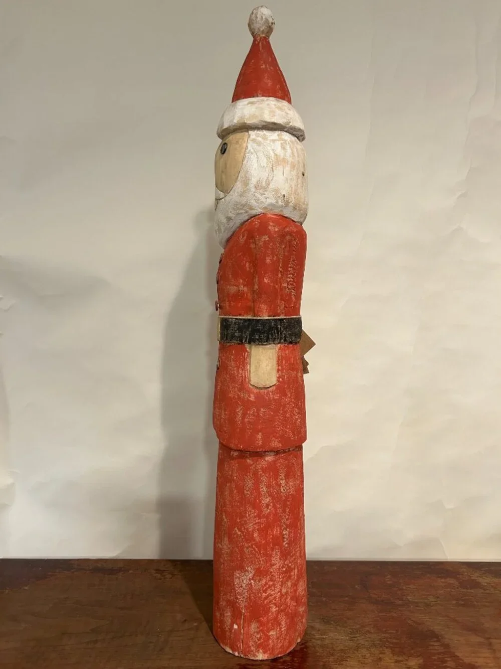 NWT Hand-carved, solid mango wood Christmas Santa figurine
